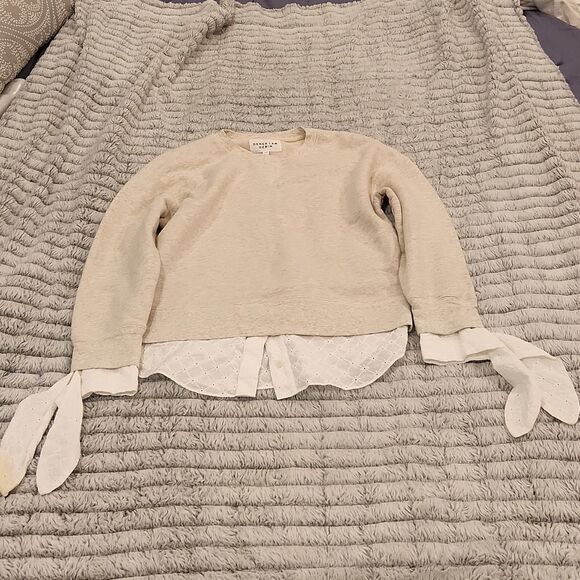 Cream Derek Lam denim sweatshirt with blouse underlay size S - Picture 1 of 9